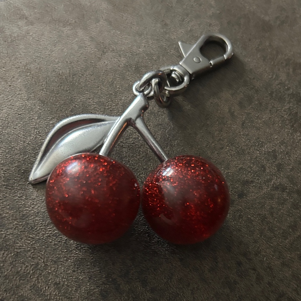 Cherry Keychain with Silver Accents